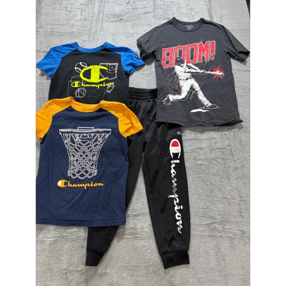 Champion The Childrens Place 7/8 Boys 4pc Lot Shirts Joggers Athleisure Casual